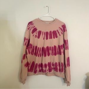 pink tye-dye oversized crewneck